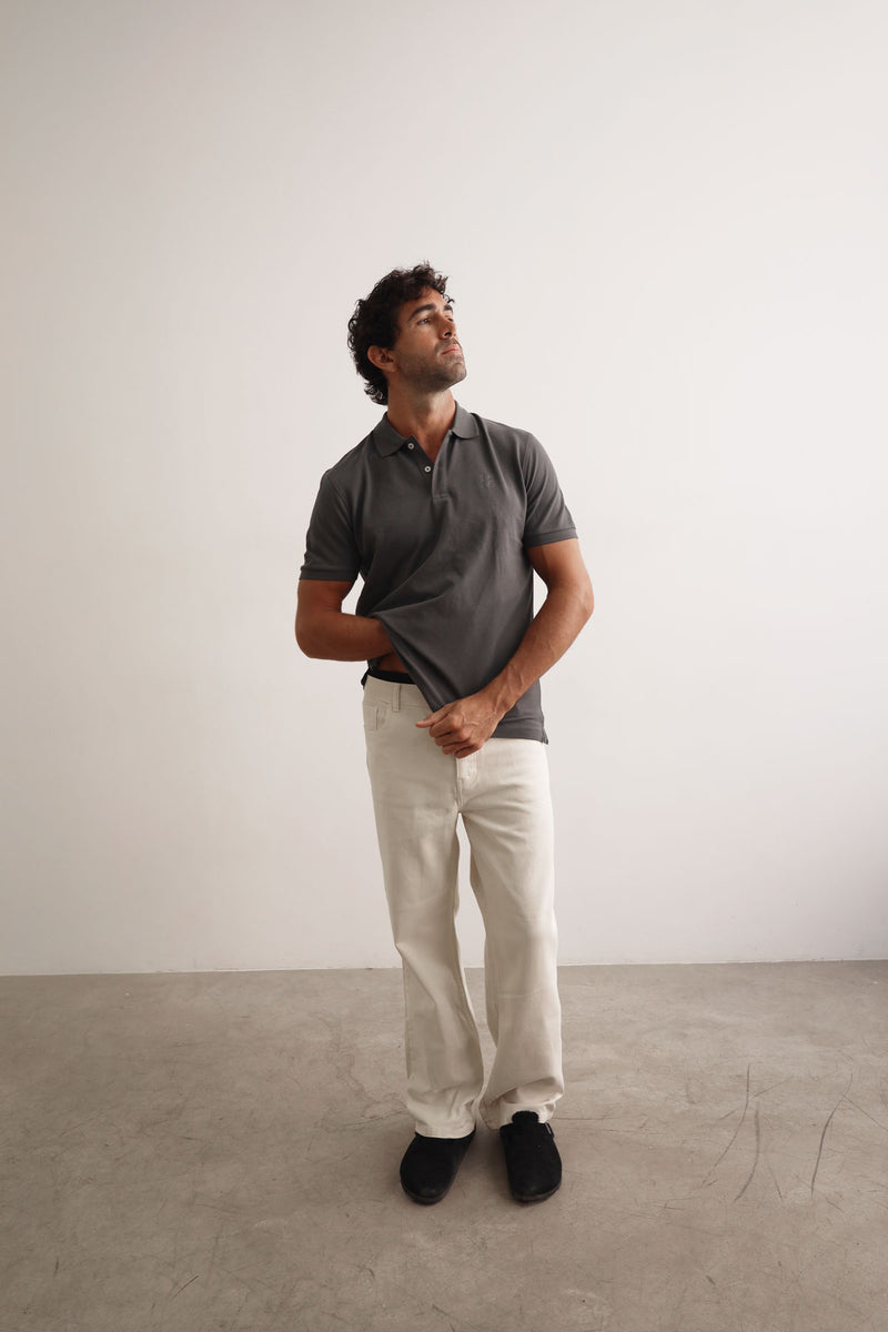 Short Sleeve Pique Polo Iron Grey