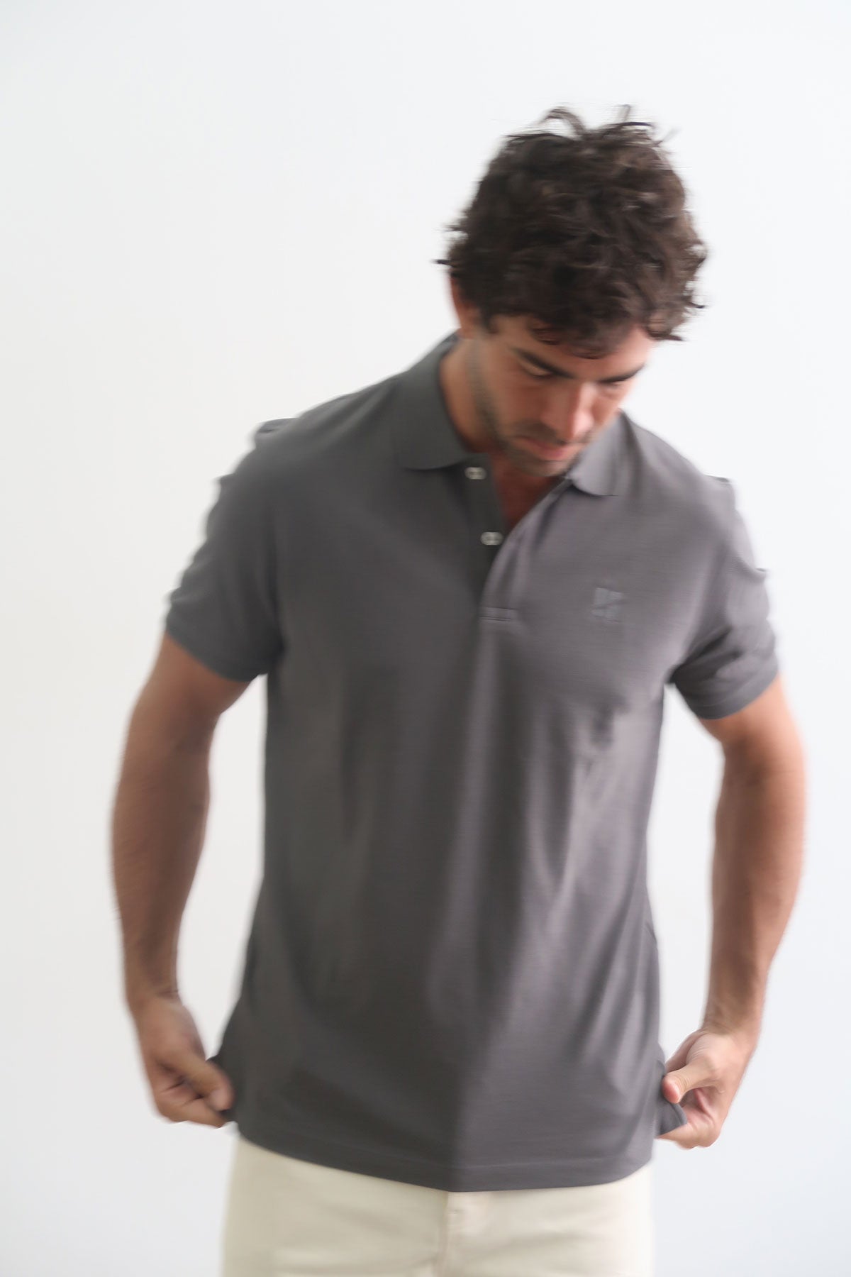 Short Sleeve Pique Polo Iron Grey