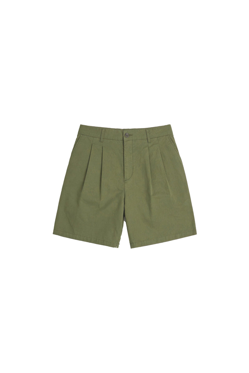 Green Pleated Bermuda